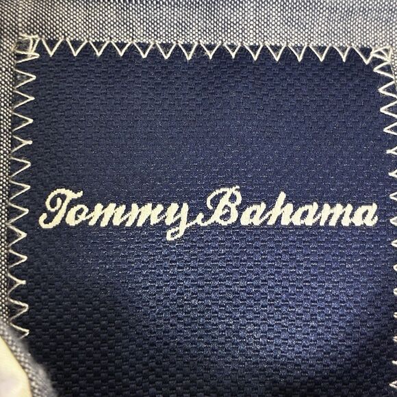 Tommy Bahama Mens L Striped Button Front Shirt Cotton Silk Blend Red Blue - Picture 4 of 6